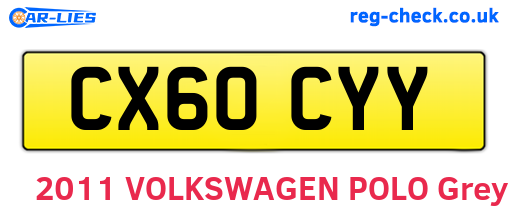 CX60CYY are the vehicle registration plates.