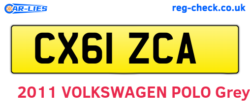 CX61ZCA are the vehicle registration plates.