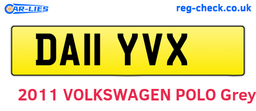 DA11YVX are the vehicle registration plates.