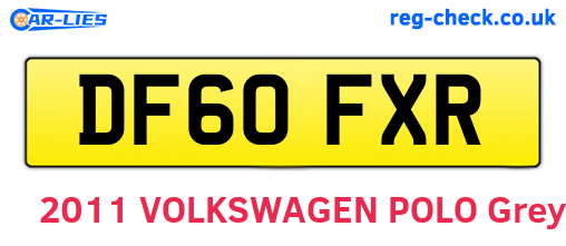 DF60FXR are the vehicle registration plates.