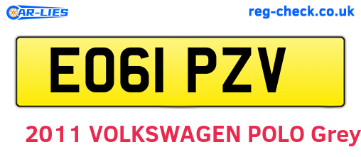EO61PZV are the vehicle registration plates.