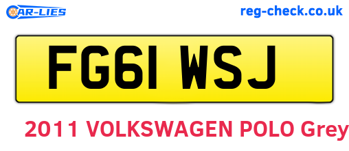 FG61WSJ are the vehicle registration plates.