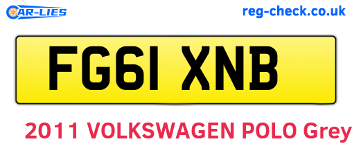 FG61XNB are the vehicle registration plates.