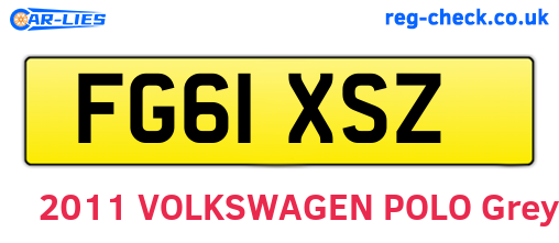 FG61XSZ are the vehicle registration plates.