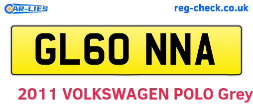 GL60NNA are the vehicle registration plates.