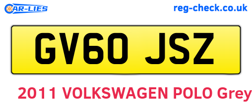 GV60JSZ are the vehicle registration plates.