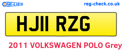 HJ11RZG are the vehicle registration plates.