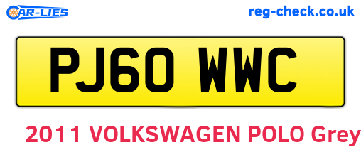 PJ60WWC are the vehicle registration plates.