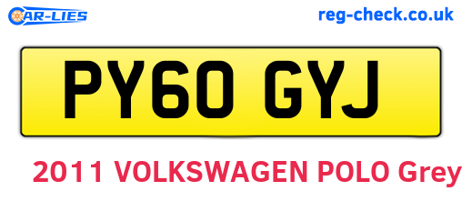 PY60GYJ are the vehicle registration plates.