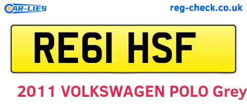 RE61HSF are the vehicle registration plates.