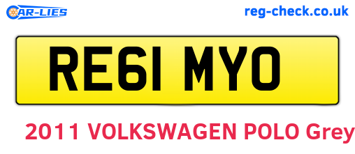 RE61MYO are the vehicle registration plates.