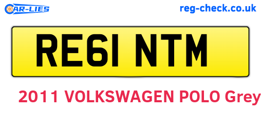 RE61NTM are the vehicle registration plates.
