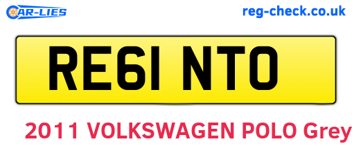 RE61NTO are the vehicle registration plates.