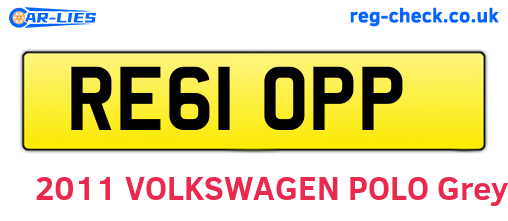 RE61OPP are the vehicle registration plates.