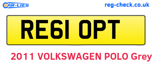 RE61OPT are the vehicle registration plates.