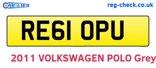 RE61OPU are the vehicle registration plates.