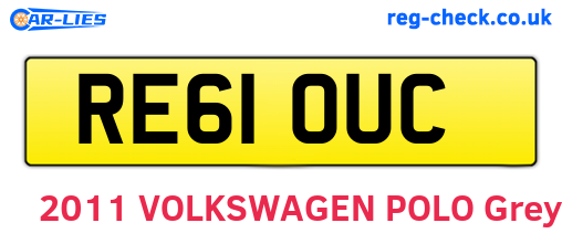 RE61OUC are the vehicle registration plates.