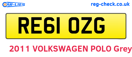 RE61OZG are the vehicle registration plates.