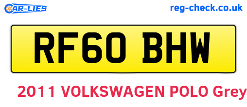 RF60BHW are the vehicle registration plates.