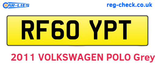 RF60YPT are the vehicle registration plates.