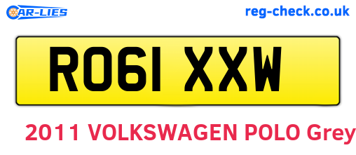 RO61XXW are the vehicle registration plates.