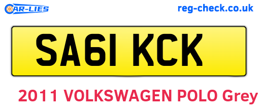SA61KCK are the vehicle registration plates.