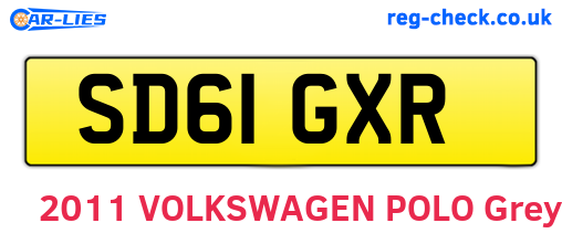 SD61GXR are the vehicle registration plates.