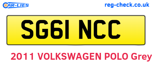 SG61NCC are the vehicle registration plates.