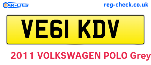 VE61KDV are the vehicle registration plates.