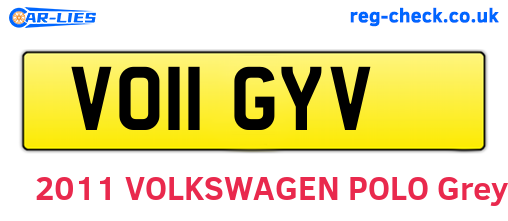 VO11GYV are the vehicle registration plates.