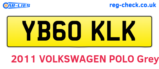 YB60KLK are the vehicle registration plates.