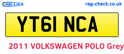 YT61NCA are the vehicle registration plates.