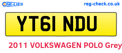 YT61NDU are the vehicle registration plates.