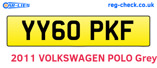 YY60PKF are the vehicle registration plates.