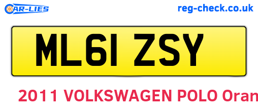 ML61ZSY are the vehicle registration plates.