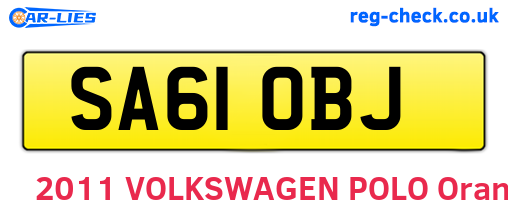 SA61OBJ are the vehicle registration plates.