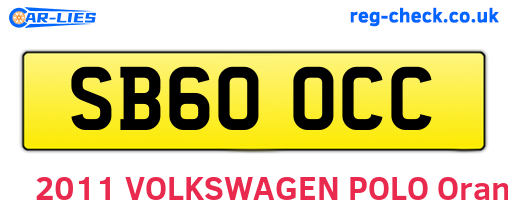 SB60OCC are the vehicle registration plates.