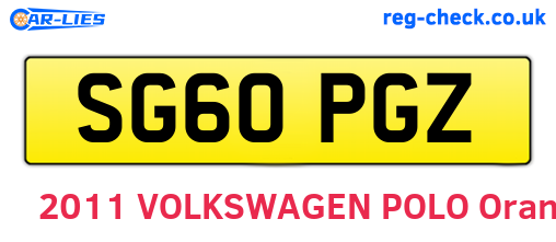 SG60PGZ are the vehicle registration plates.