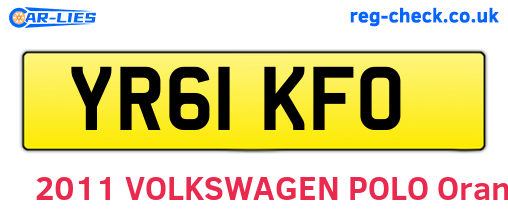 YR61KFO are the vehicle registration plates.
