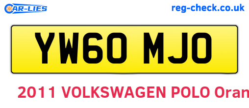 YW60MJO are the vehicle registration plates.
