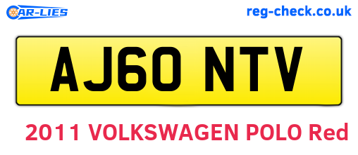 AJ60NTV are the vehicle registration plates.