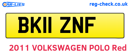 BK11ZNF are the vehicle registration plates.