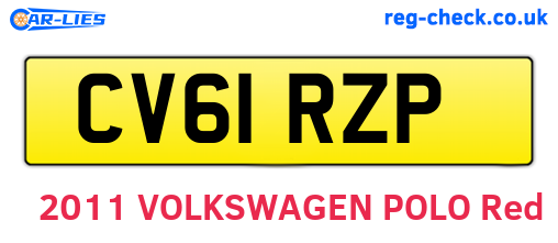 CV61RZP are the vehicle registration plates.
