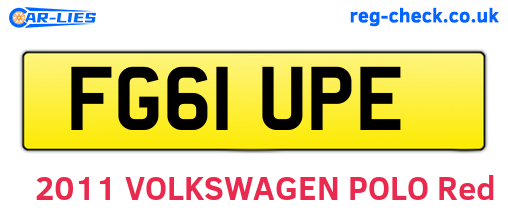 FG61UPE are the vehicle registration plates.