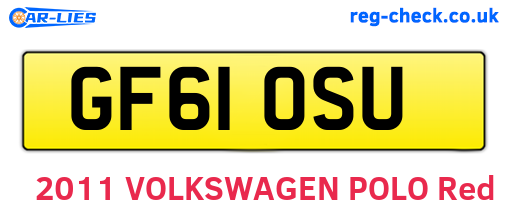 GF61OSU are the vehicle registration plates.