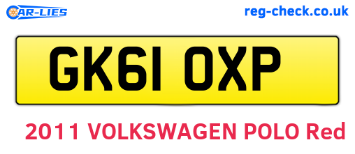 GK61OXP are the vehicle registration plates.