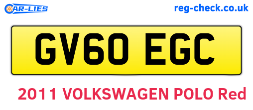 GV60EGC are the vehicle registration plates.