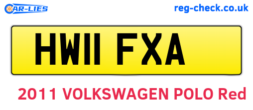HW11FXA are the vehicle registration plates.