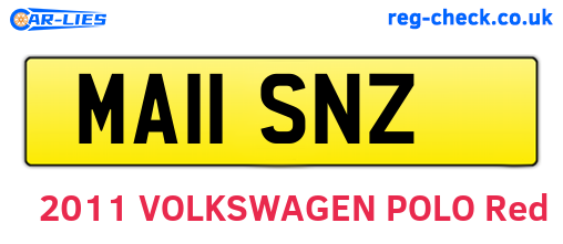MA11SNZ are the vehicle registration plates.