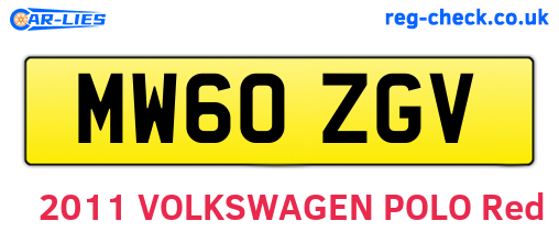 MW60ZGV are the vehicle registration plates.